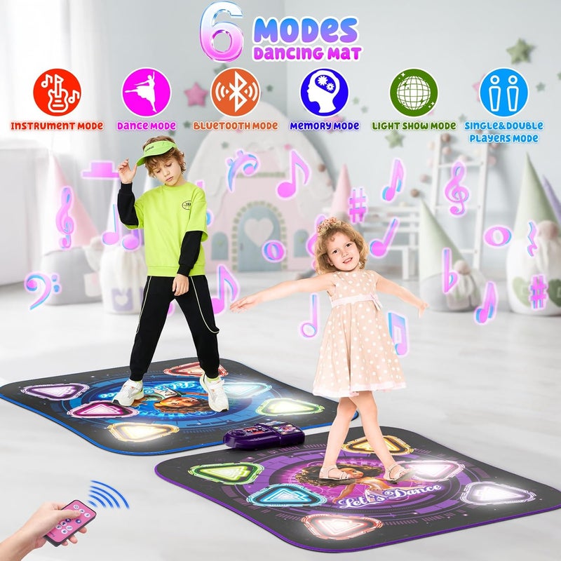 Surelect Store Dance Mat, 2025 Light Up 2-Player Opposing Dance Pad with Single & Double Player Modes, 12-Button Kids Music Toys with Bluetooth, Birthday for 3-12 Year Old Boys Girls - Image 2